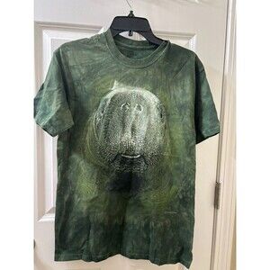 The Mountain BIG FACE Manatee Graphic T-shirt Men Medium GREEN Tie Dye